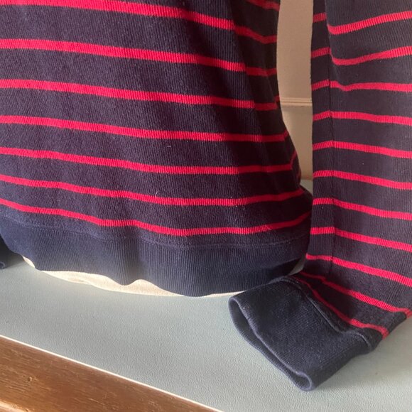 Ralph Lauren LRL Pullover Sweater Red Blue Stripe Shawl Collar - Medium - Picture 7 of 12